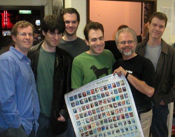 La redazione della rivista cartacea: (da sinistra) Tim Curran, Al Kaplan, Jon Kaplan, Lukas Kendall, Joe Sikoryak e Jeff Bond