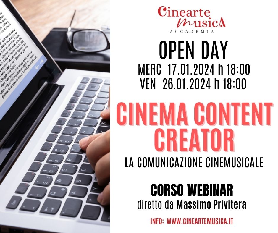OPEN DAY CORSO CINEMA CONTENT CREATOR GEN 2024