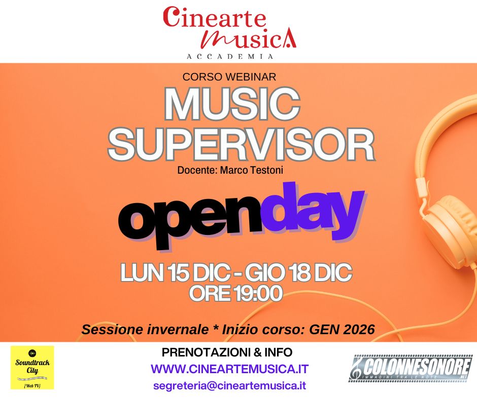 ColonneSonore.Net CORSO MUSIC SUPERVISOR Open Day DIC 25