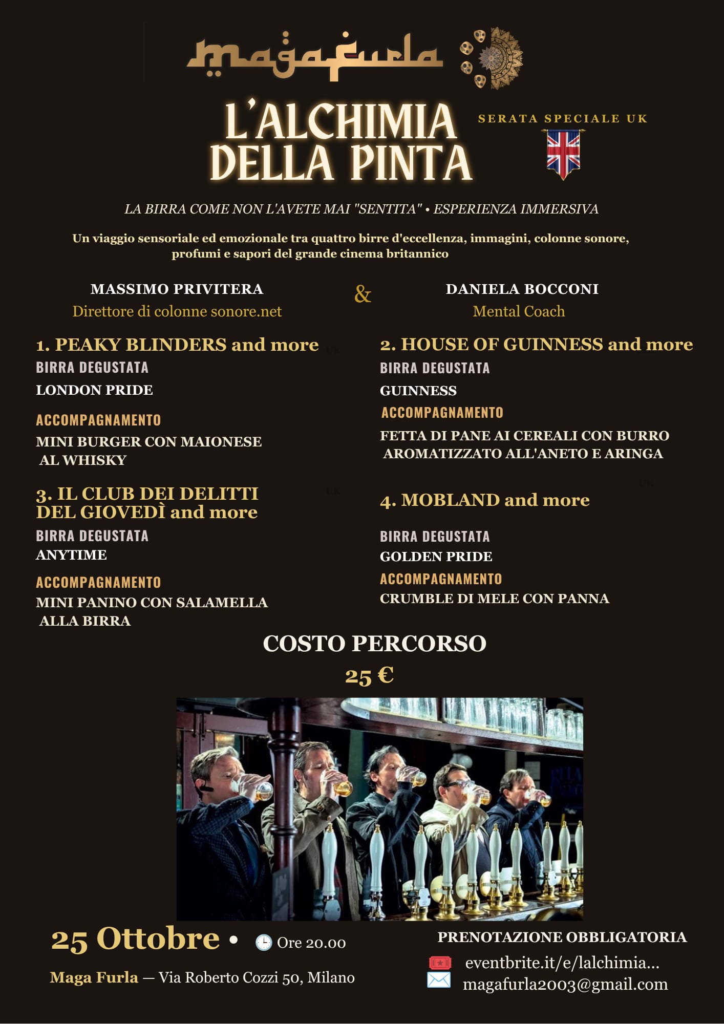locandina alchimia della pinta primo incontro menu